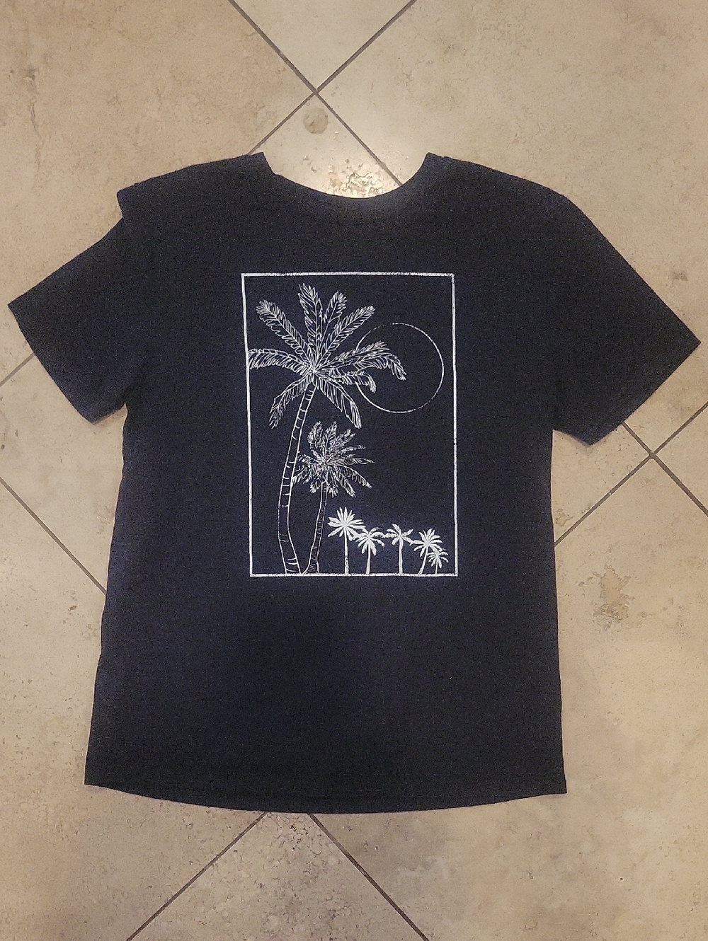 art class Black Tee with White Palm Tree Graphic